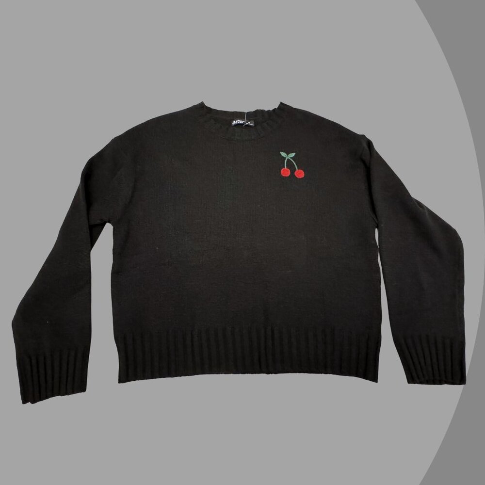 Aster Women's Black Cherry Design Knit Sweater 🍒